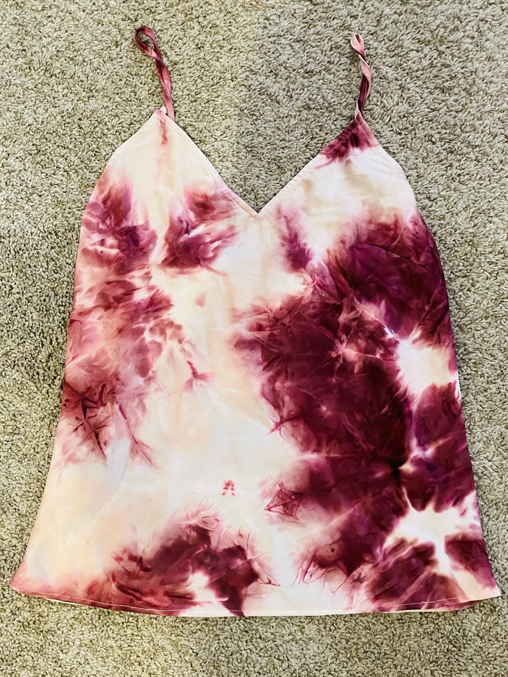 Pink and Burgundy Tie-Dye Spaghetti Strap Cami